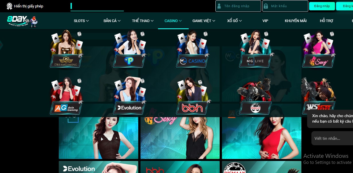 Trò chơi tại casino online 8day: Trải nghiệm thú vị không thể bỏ qua